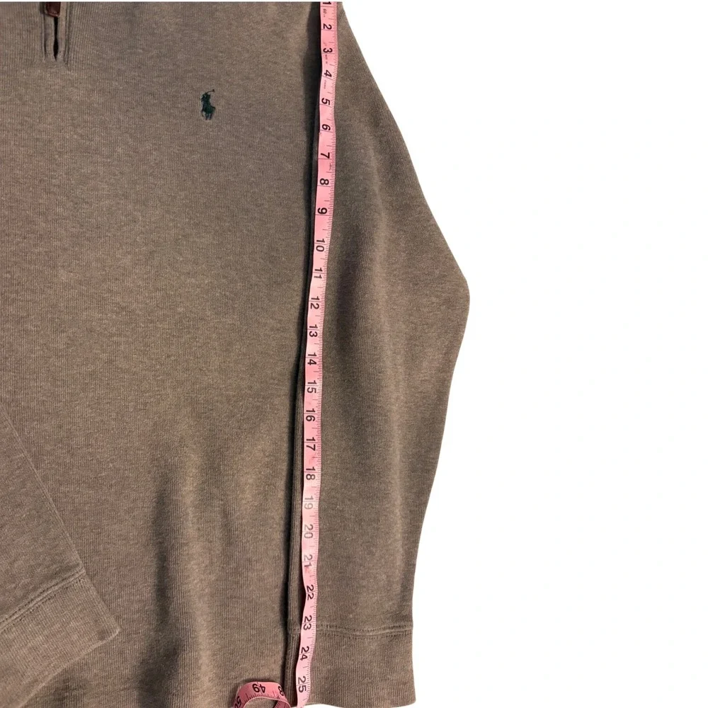 Polo Ralph Lauren Mens XL Quarter Zip Pullover Taupe Brown 100% Cotton Sweater